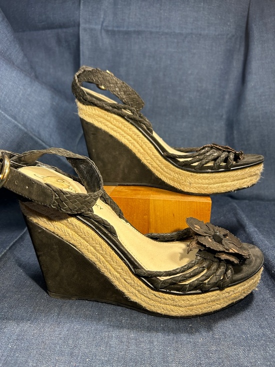 B. Makowski leather floral laser Cut flower wedge platform sandals shoes main image 6